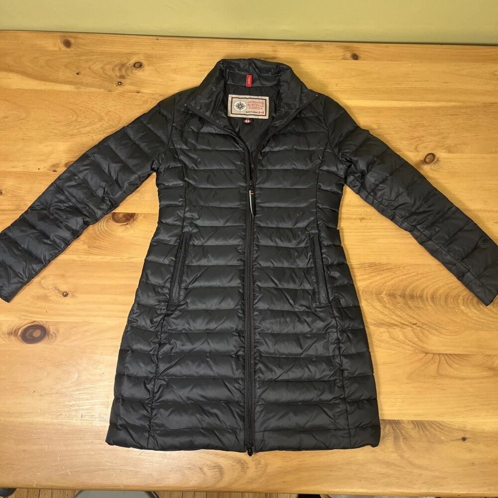 Outdoor Survival Canada Goose Down Black Parka Jacket Women's Small S